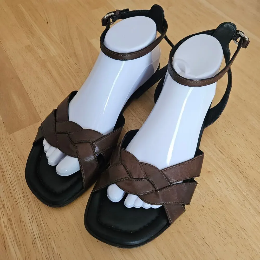 Me + Em Italian Leather Interwoven Strappy Sandals sz 41